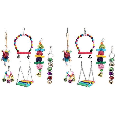 12 jouets pour perroquets – Jouets suspendus à déchirer, balancer et mâcher – Jouets en forme d'échelle pour perruches ondulées, perruches et myrosènes (1/5)