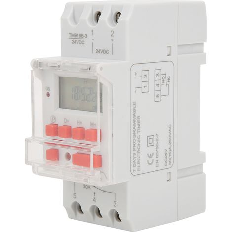 Programmateur Hebdomadaire avec Arrêt Compteur, Relais programmable 24V DC 30A, minuterie hebdomadaire 12/24h, écran LCD, contrôle ON/OFF pour automatisation (1/5)