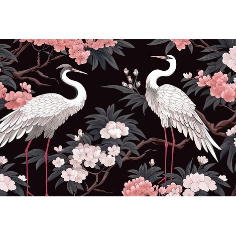 Papier peint panoramique - Fleurs oiseaux - 130 cm x 87 cm (1/2)