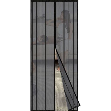 Magnetisches Moskitonetz für Türen, kein Bohren erforderlich, Insektenschutz, schwarzer Türvorhang, 230 x 130 cm (1/5)