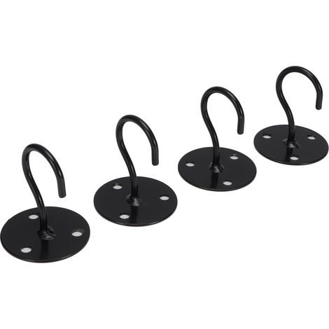 4er-Set Metall-Deckenhaken, Wandhaken für Laternen, Blumentöpfe, Windspiele, Schwarz (1/5)