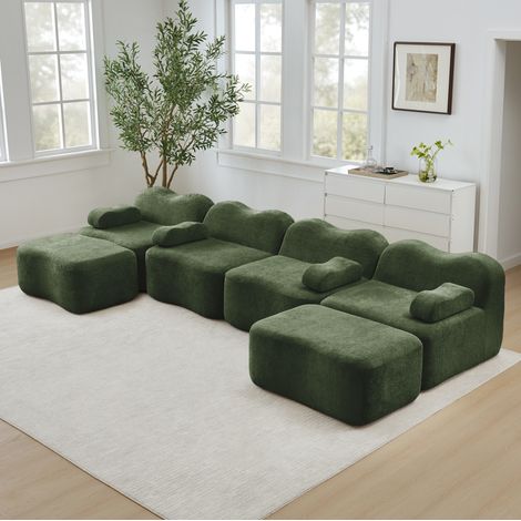 divano modulare U 4 posti velluto verde OKMYHOME (1/5)
