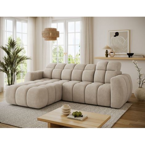 Ecksofa mit Schlaffunktion Sofa SALONIA Stoff Aphrodite Beige Ottomane Links (1/5)