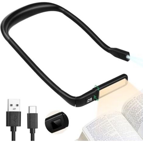 Neck Reading Light, Rechargeable 3-Color LED Display, Bed Reading Lamp with Foldable Arms for Reading, Knitting, Repairing, Camping [Energy Class G] (1/5)