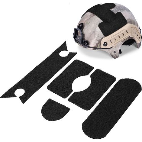 5 pièces Patch Adhésif Fort pour Casque - Accessoire Militaire Crochet et Boucle (Noir) (1/5)