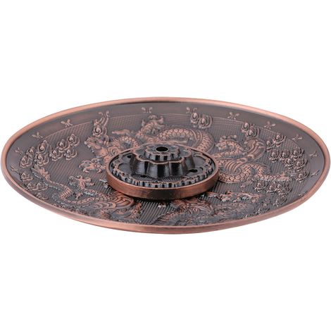 Porte-encens en alliage de zinc motif dragon, brûleur d'encens pour autel maison, couleur bronze rouge (1/5)