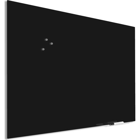 Pizarra de vidrio premium con fijación ciega - 90x120 cm - Negro (1/5)