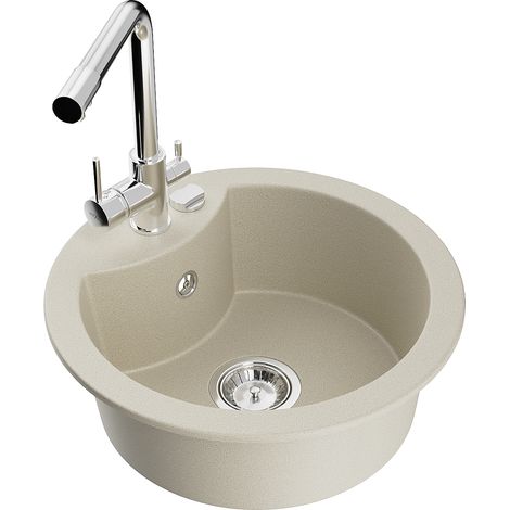 Mexen Diego lavello in granito a 1 vasca con miscelatore cucina Duero, beige - 6512-69-671600-00 (1/5)
