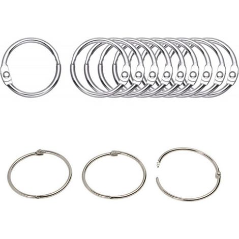 Anneaux de rideaux ouvrables / anneaux métalliques, lot de 10, argentés, 15 mm (1/5)