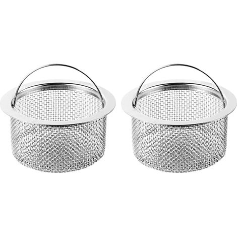 2 crépine d'évier, acier inoxydable, diamètre supérieur 7,8 cm, hauteur 4 cm, poignée intégrée, résistante à la rouille (1/5)