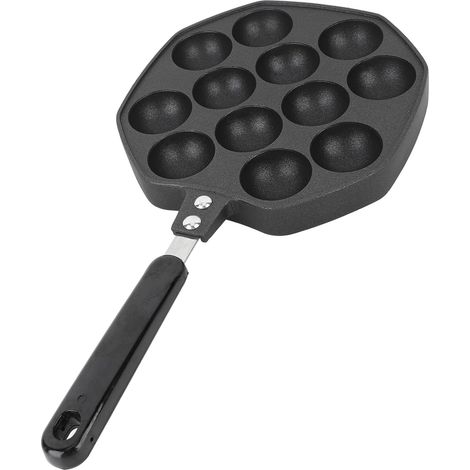 1 Poêle Takoyaki, Alliage D'aluminium, 12 Cavités Antiadhésives, Poignée En Bois, Pour Cuisine Maison (1/5)