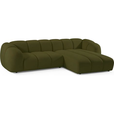 Selsey Millma - Canapé d'angle - 300 cm - velours Vert (1/5)
