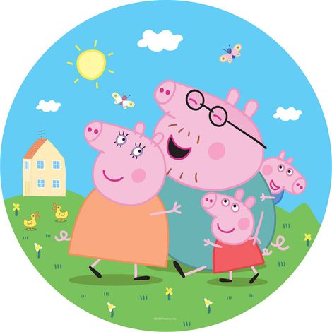Papier peint intissé auto-adhésif rond Peppa pig avec sa famille - 70 x 70 cm (1/5)
