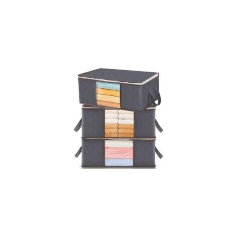 Set di 3 sacchi portaoggetti per vestiti, capacità 35 litri, contenitore pieghevole da riporre sotto il letto, contenitore per copripiumino, borsa organizer per armadio, grigio. - Crezuo