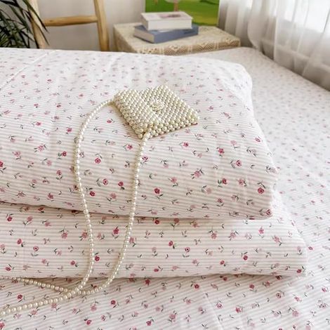 Housse de Couette 200x200 Petites Fleurs Rose Taies d'oreiller 65x65cm (1/3)