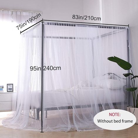 Baldaquin de lit double en polyester blanc 210 x 190 x 240 cm, voilage décoratif pour chambre romantique (1/4)