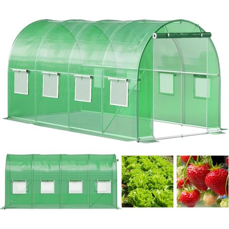 Serra a tunnel in alluminio per giardino, 6x3x2 m, 18 m², verde, 2 confezioni