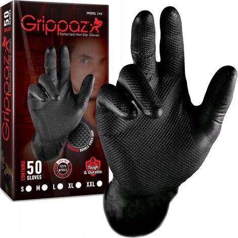 Nitrilhandschuhe (50er-Pack) Größe L latexfrei robuste und rutschfeste Arbeitshandschuhe - GRIPPAZ