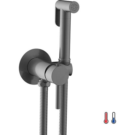 Kibath Grifo WC HIGIENE ÍNTIMA 2 aguas NEGRO MATE fabricado en latón