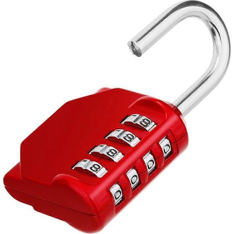 Cadenas à combinaison, 4 chiffres, couleur rouge, résistant aux intempéries, pour casiers, gymnases et écoles.-AquaForge (1/5)