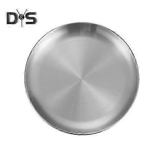 Assiettes plates rondes en acier inoxydable, faciles à nettoyer, pour salade, pizza, fruits, camping et barbecue. Idéales pour la maison, la cuisine, les activités de plein air et les barbecues. (1/5)