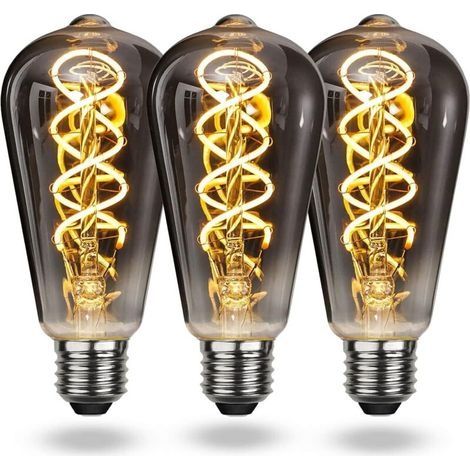 Ampoule LED E27 Vintage Blanc Chaud, Ampoule Vintage E27 Dimmable Spiral Filament 4W Lumière Douce, Ampoule E27 Vintage Edison Convient au Salon, Chambre à Coucher, Couloir, Patio, etc (1/4)