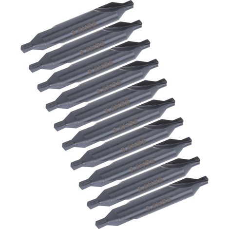 10 forets de centrage HSS type A pour filières, acier inoxydable, rectifiés, à positionnement hélicoïdal, 3,5 mm (1/5)