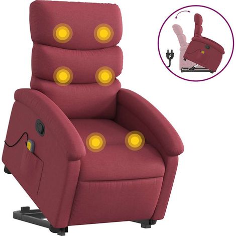 Maison Exclusive - Massagesessel mit Aufstehhilfe Weinrot Stoff