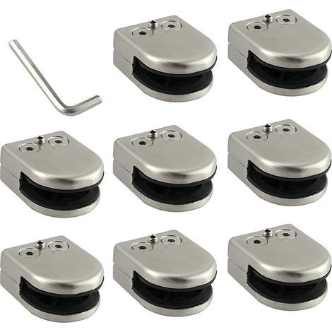 Pince De Verre En Acier Inoxydable 304 Clip En Verre Pince Support Dos Plat Finition Chromig pour Balustrade Escalier Main courante 8 PCS 6-8mm (1/5)