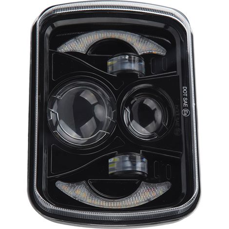 Phare Carré LED DRL Double Optique pour Camion, Feu de Route et Clignotant Antieau, Transmission Lumineuse Élevée, 12V-48V, Compatible Véhicules Lourds (1/5)