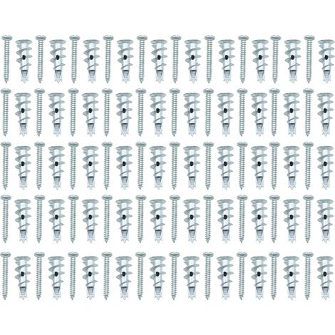 Lot de 50 ancrages auto-forants en alliage de zinc pour cloison sèche avec vis argentées (1/5)