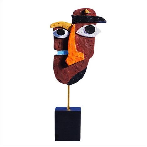 Sculpture de masque abstrait moderne en résine, décoration pour maison, salon, bureau ou armoire. (1/5)