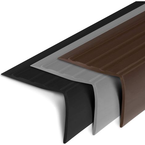 Floordirekt – Seuil d'escalier Toronto PVC 100 cm – Montage avec ou sans perçage – Dimensions 40 x 25 mm – Couleur noir (1/5)