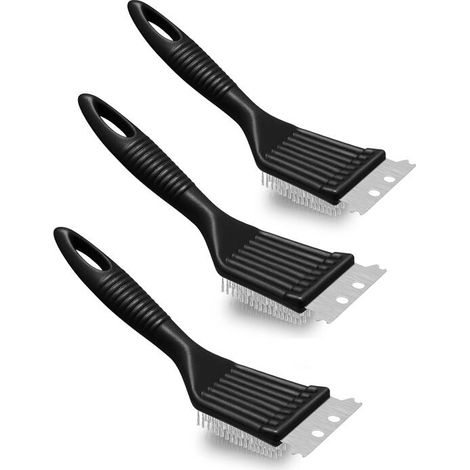 Juego de 2 cepillos metálicos con raspadores, cepillo multifuncional para limpiar parrillas de barbacoa. (1/5)