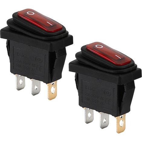 Interrupteur À Bascule - 12 V - Étanche - Éclairage Rouge - SPST 3 Broches 2 Positions - Pour Véhicule Bateau Équipement 12 V - 2 Pièces (1/5)