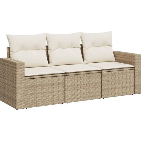 Maison Exclusive - Juego de sofás de jardín con cojines beige 3 p (1/3)