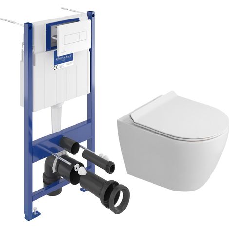WC-Set Vorwandelement Boden-Wand + WC spülrandlos Ceramia PixL mit SoftClose-Sitz + Platte (VBCEPXWT02-IN)