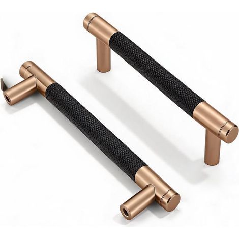 Poignées de meubles : 10 pièces en laiton moleté bronze champagne - Poignées rondes faciles à installer pour la cuisine et les meubles (1/5)