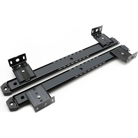 Kugelgelagerte Tastaturschubladenschiene – Verstellbar von 35 bis 575 mm – Schwarz verzinkter Stahl – 2er-Set fürs Büro (1/5)