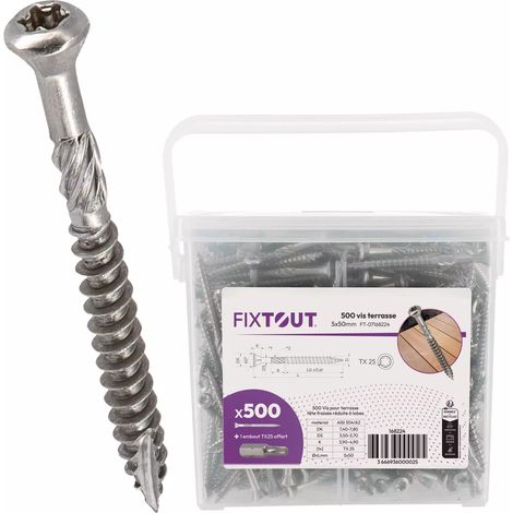 Lot de 500 vis terrasse en inox A2 - Empreinte Torx - Diamètre de 5mm - 70 MM (1/5)