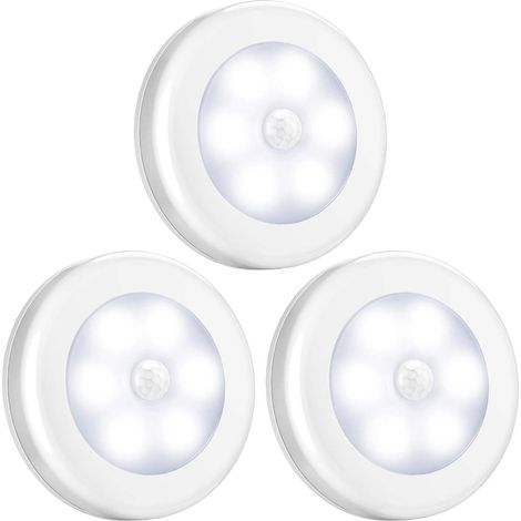 Lampe à détecteur de mouvement, veilleuse LED sans fil à piles, à fixer partout, éclairage de placard, éclairage d'escalier, éclairage de sécurité pour couloir, salle de bain, chambre, cuisine (blanc (1/5)
