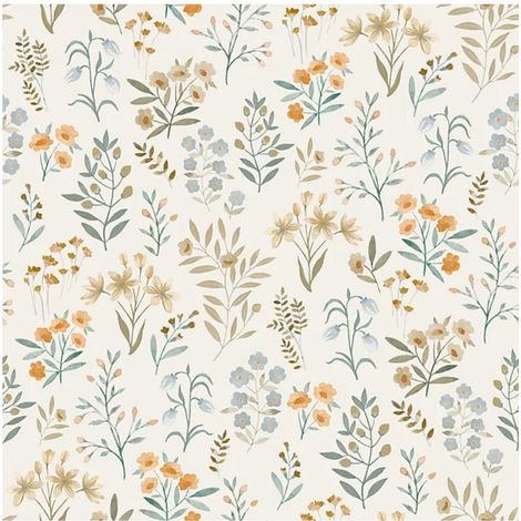 Grandeco Placed Posey Neutral Blue Wallpaper Paste The Wall Vinyl Scrubbable (1/4)
