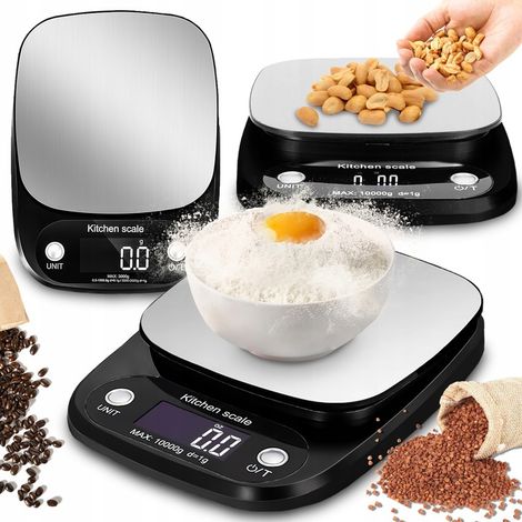 Balanza electrónica de cocina de precisión de 10 kg/1 g con pantalla LCD.