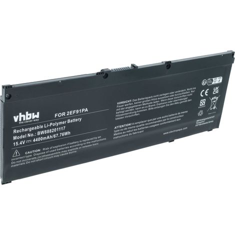 vhbw Akku kompatibel mit HP Omen 15-DC0128TX, 15-DC0138TX, 15-DC0151TX, 15-DC0400NG, 15-dc0300, 15-dc0315ng Notebook (4400 mAh, 15,4 V, Li-Polymer) (1/5)