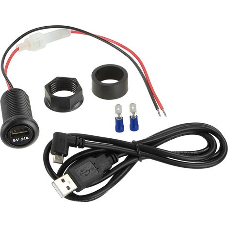 Adaptateur de charge USB-A 12V vers 5V 2.1A avec cable USB vers Micro USB 1m