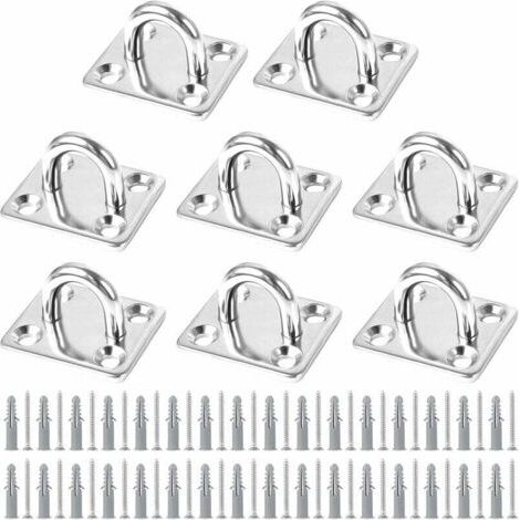 8 PCS Plaque Oeillet Acier Inoxydable, Plaque à Oeillet Fixation pour Voile d'Ombrage Plaque à Œillets en Acier Inoxydable pour Bateau Plafond Mural Balançoire Hamac Marine