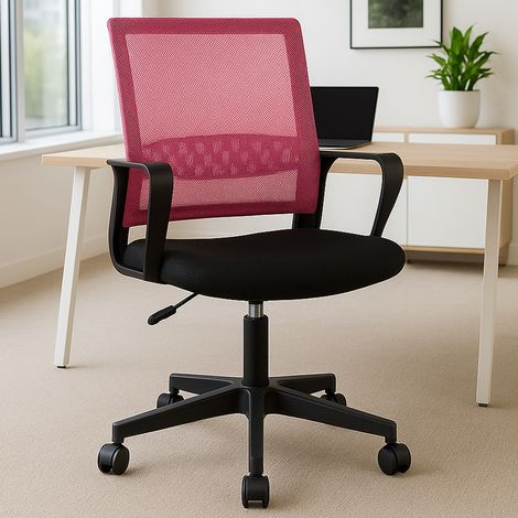Sedia da Scrivania Nero e Rosa Ruote Piroettanti Seduta Ergonomica da Ufficio (1/5)