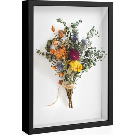 Cadre 3D Profond 20x29 cm Cadre Photo Profond A4 Cadre Objet 3D pour Photos Fleurs Souvenirs et DIY Artisanat - Noir (1/5)
