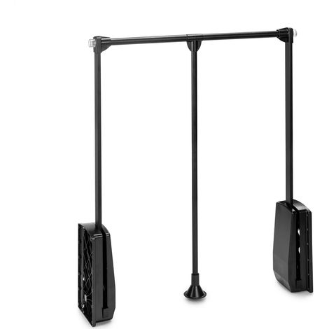 Emuca Kleiderlift für Garderoben Hang, 600 - 830, Schwarz, Stahl und Kunststoff