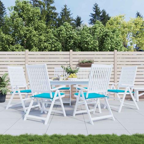 Coussins de chaise de jardin lot de 6 turquoise 50x50x4cm tissu (1/5)